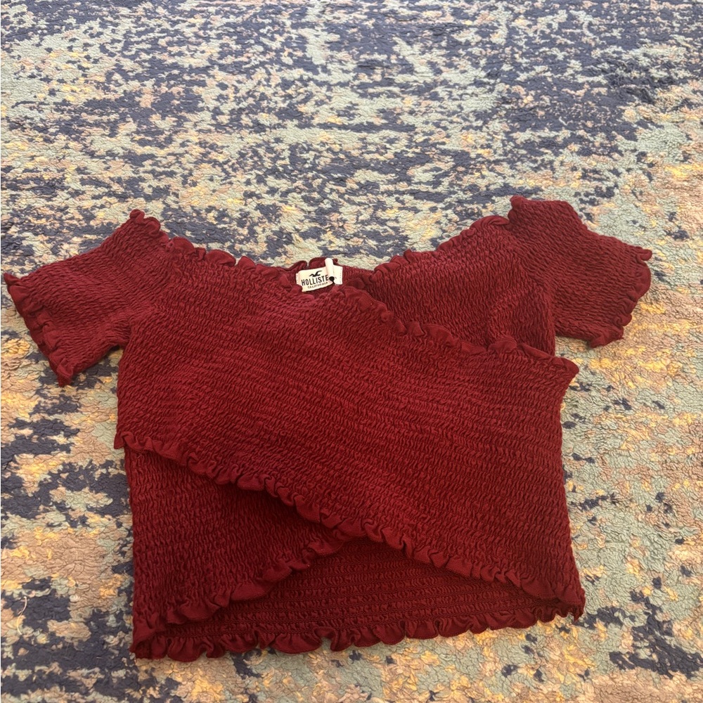 Hollister Red Off-Shoulder Smocked Top